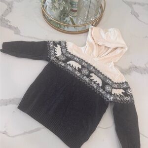Boys Hoodie Sweater - Size 4T - Black and Cream